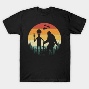 Bigfoot Alien Sunset T-Shirt